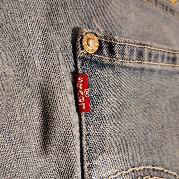 Levi's 511 jeans mens 34x34 blue denim distressed light wash stretch slim fit - Picture 3 of 10